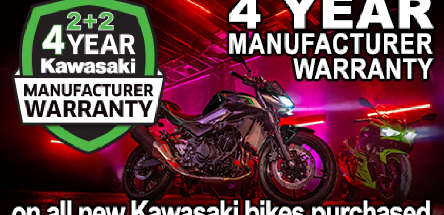 Enjoy four years warranty with all new Kawasaki’s!