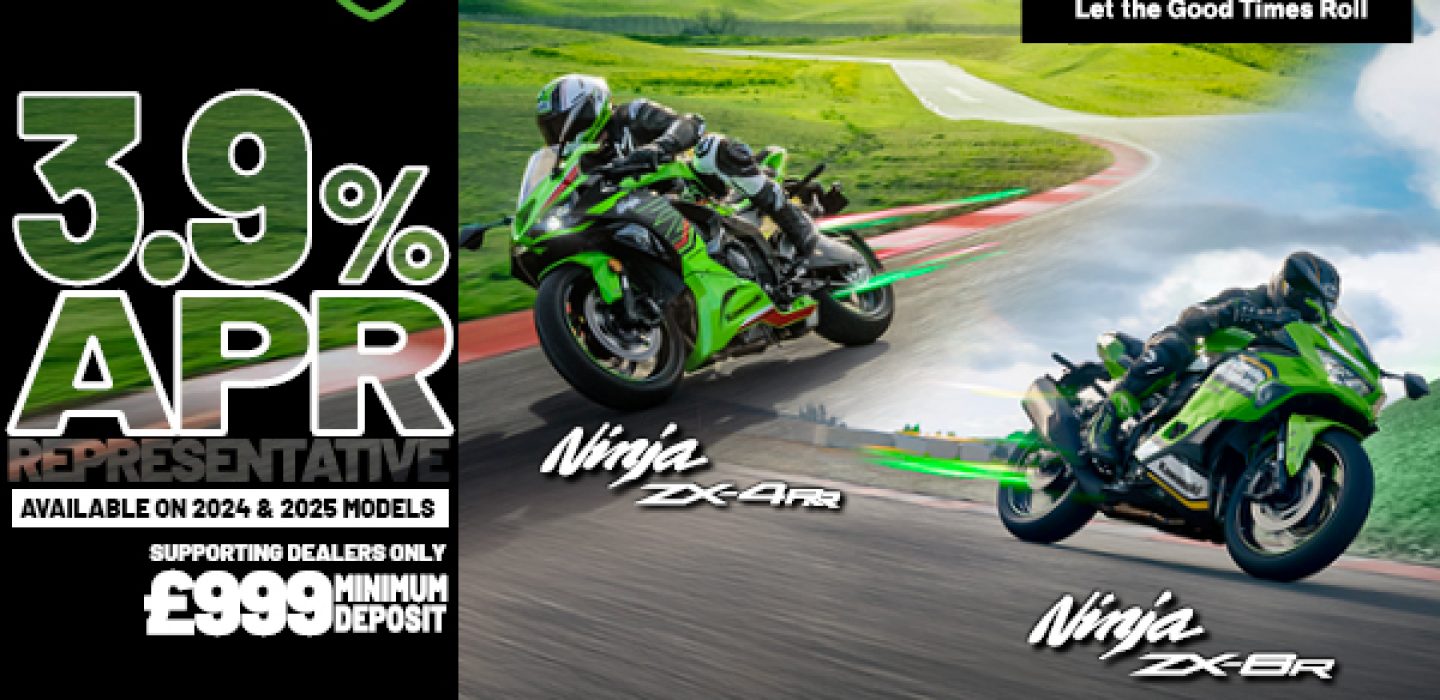 Ninja ZX-4RR and Ninja ZX-6R now available with 3.9% HP and 5.9% PCP APR Representative
